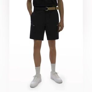 Helmut Lang Black Men's Flat Front Belted Shorts